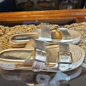 Chic Gold Buckle Sandals
